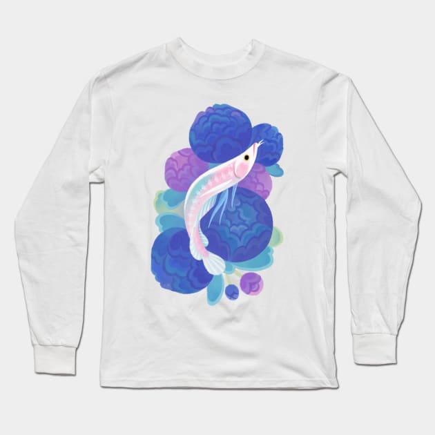 Arowana and peony 1 Long Sleeve T-Shirt by pikaole